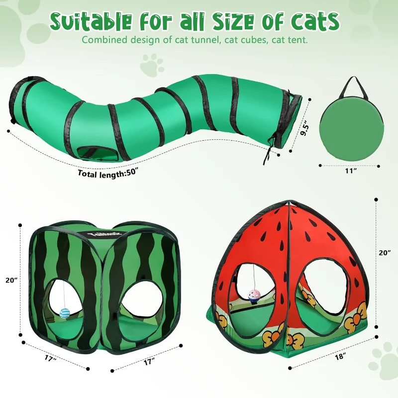 

For Cat Tunnels Pet Tent Foldable Cat Drills Cat Nests All Season Universal Cat Supplies Cat Accessories Cat Toys Portable