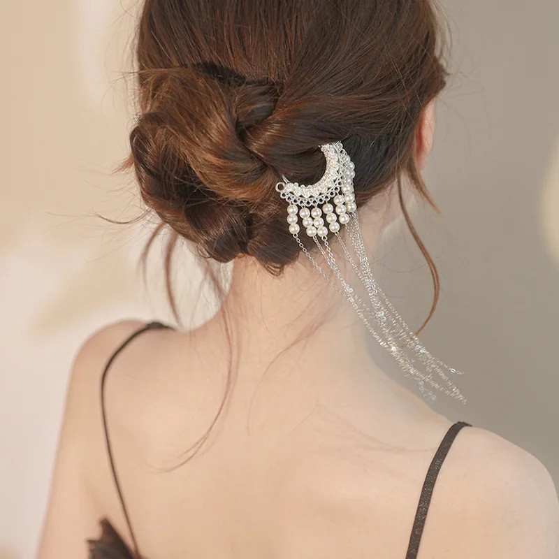Супер бессмертная жемчужная кисточкаStepShake U-образная заколка для волос с имитацией этнического стиляMiaoСеребряная заколка в форме фена Скрученная заколка для волос в современном стиле