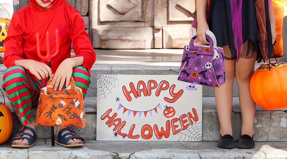 Halloween Ghost Day Candy Handbag Trick or Treat Tote Bag Snack Pouch Pocket Cookie Package Party Decor Gift Packaging Kid Props