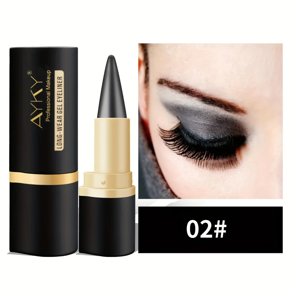 Matte Glitter Waterproof Eyeliner Stick Smudge Proof Black Single Head Solid Eyeliner Balm