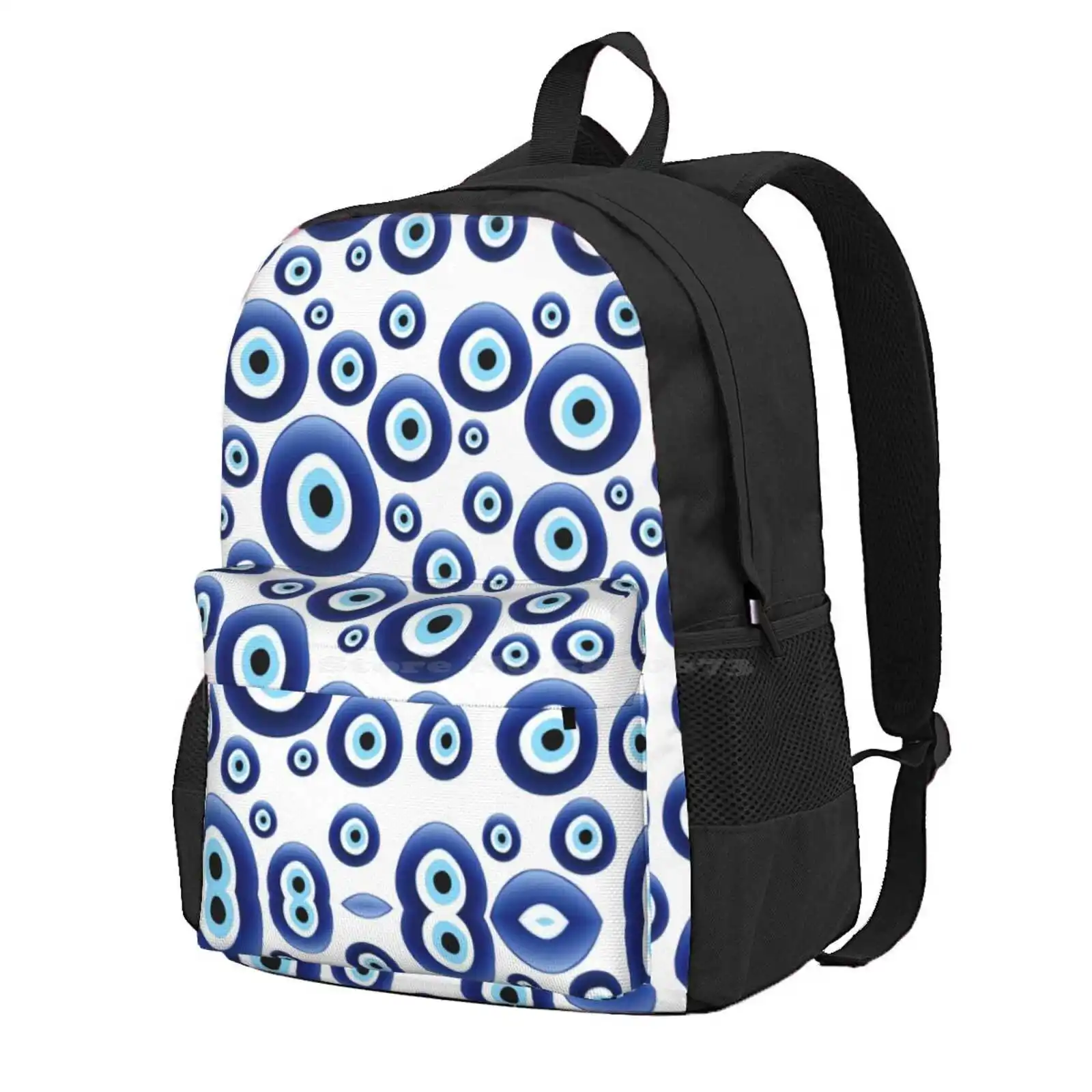 Mediterranean Evil Eye Protection Hot Sale Schoolbag Backpack Fashion Bags Evil Eye Mati Greek Mediterranean Lucky Charm Blue