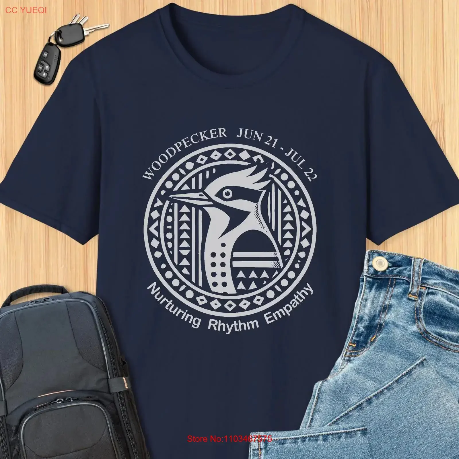 T-shirt Totem du Colibris Monochrome pour les Anniversaires du 21 juin et du 22 juillet, symbolisant l'Émpathie, le Rythme et l'Esprit Animalier Nativiste du Zodiaque, style vintage