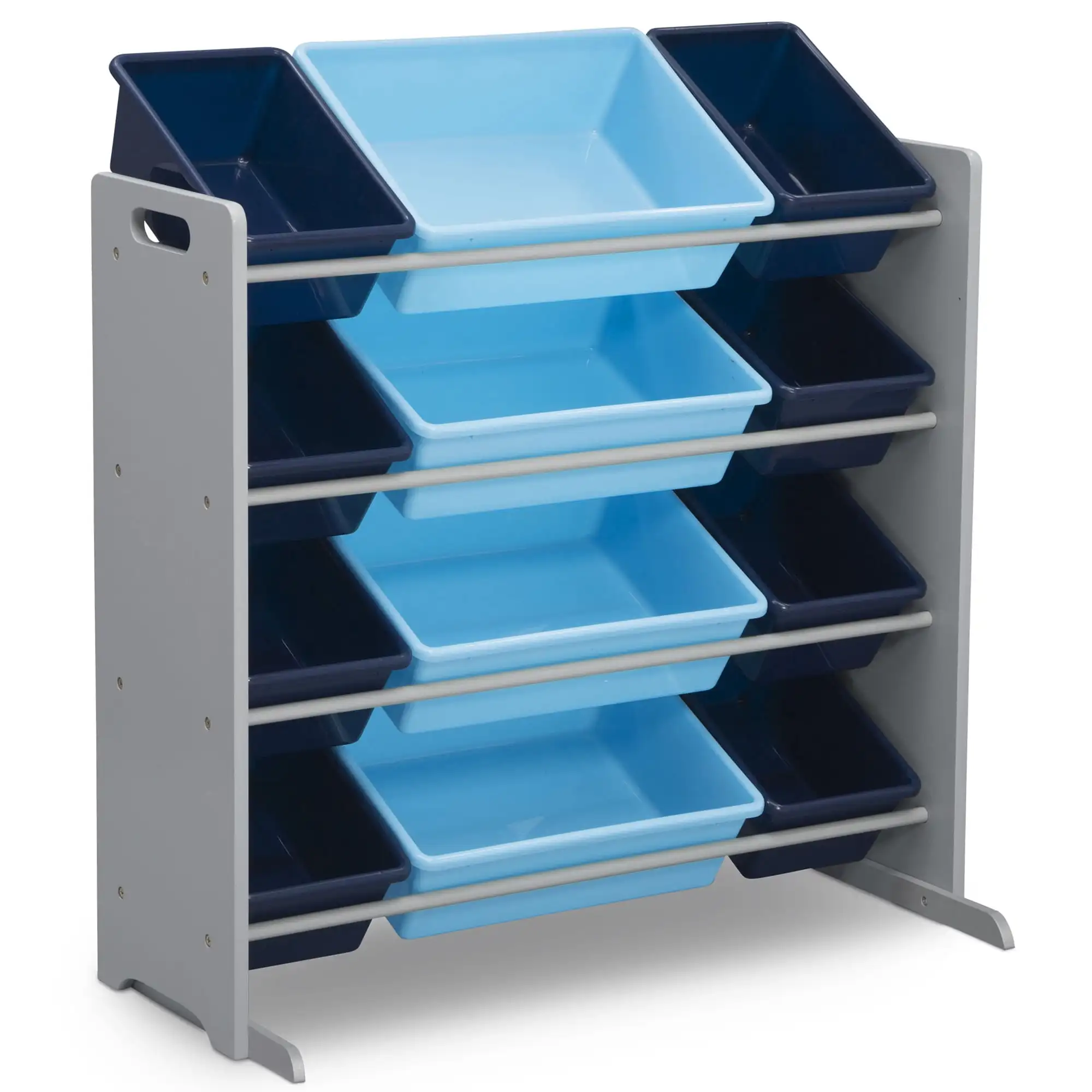 

Kids Toy Storage Organizer with 12 Plastic Bins, Greenguard Gold Certified, Grey/Blue