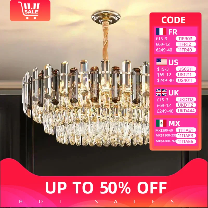 

Modern Luxury Crystal Hanging Chandelier for Living Dining Table Room Restaurant Fixtures Home Decoration Household Led Lighting