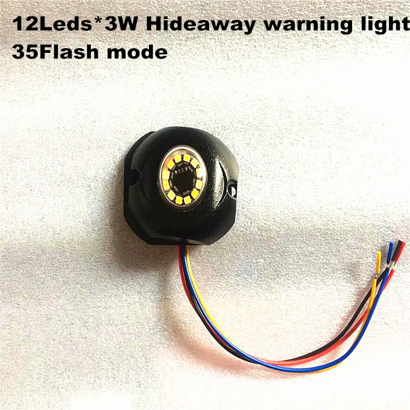 Super bright 12Leds*3W car/truck Hideaway strobe Warning lights,surface mount Led emergency light,35 flash mode,waterproof