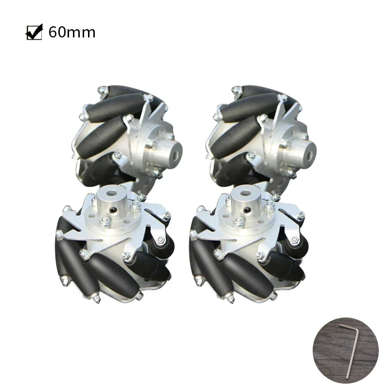 2pcs/set 60mm / 75mm Mecanum Wheel Aluminum Alloy Metal Omni-directional Wheel for Arduino Raspberry Pi DIY Robotic Car