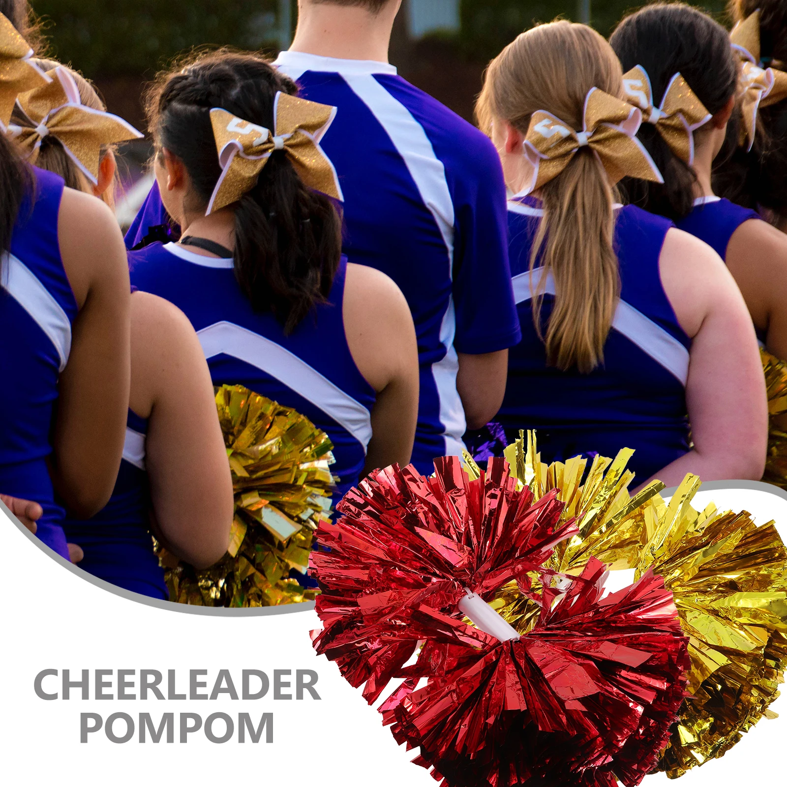 2Pcs Cheerleading Pom Poms Mixed Colors High Quality Smooth Handle Easy Grip for School Competitions Dance Teams Party