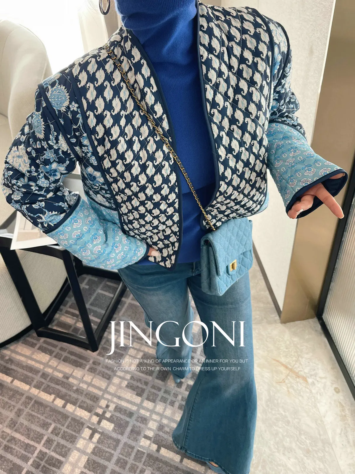 Floral Padding Jackets Y2k Woman Clothing 2024 Fashion Korean Vintage Winter  Parkas Coat Cropped New Elegant Short Autumn Chic