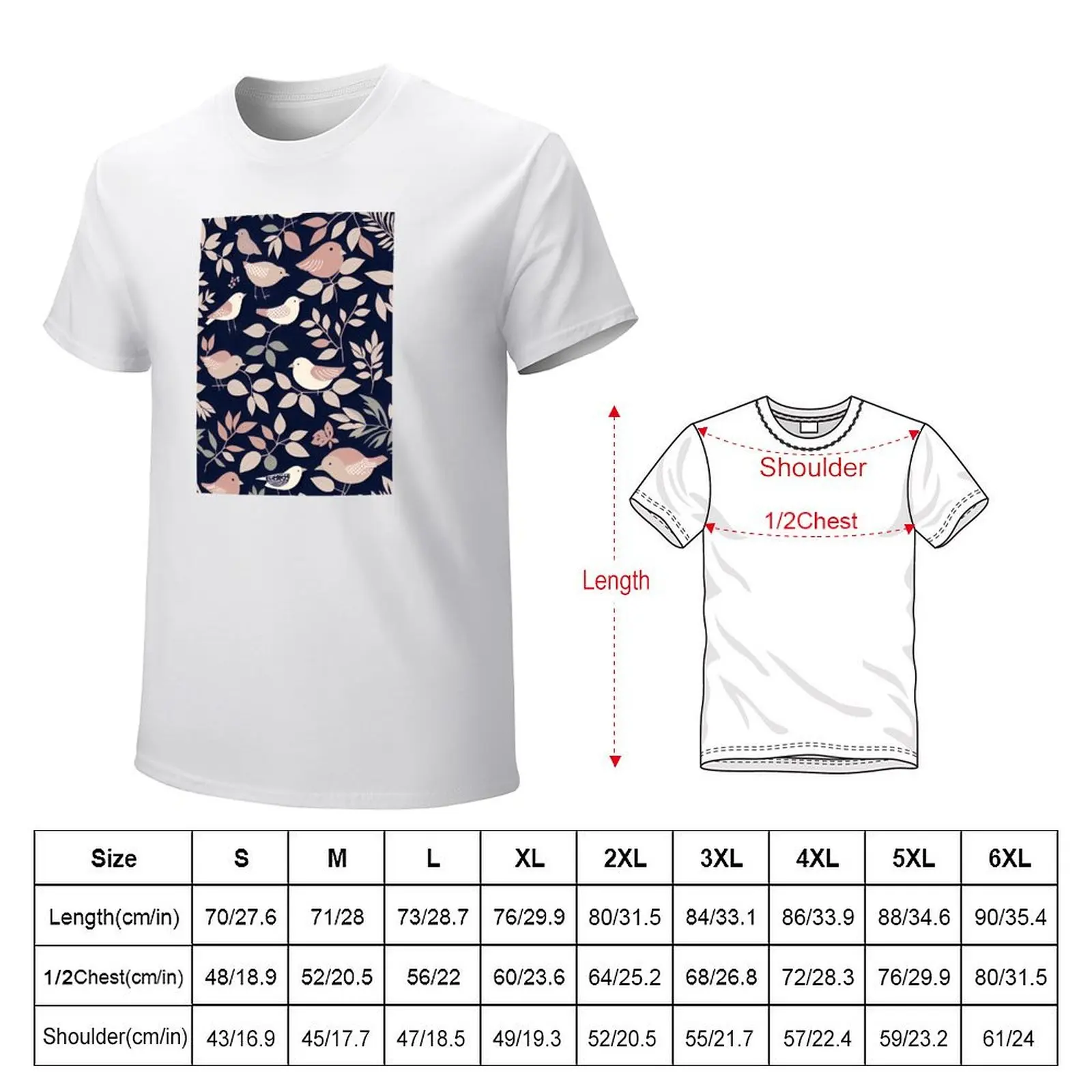 French Patterns No. 21- Birds On Branch Art…By Carraann T-shirt quick drying kawaii clothes funnys plain t shirts men