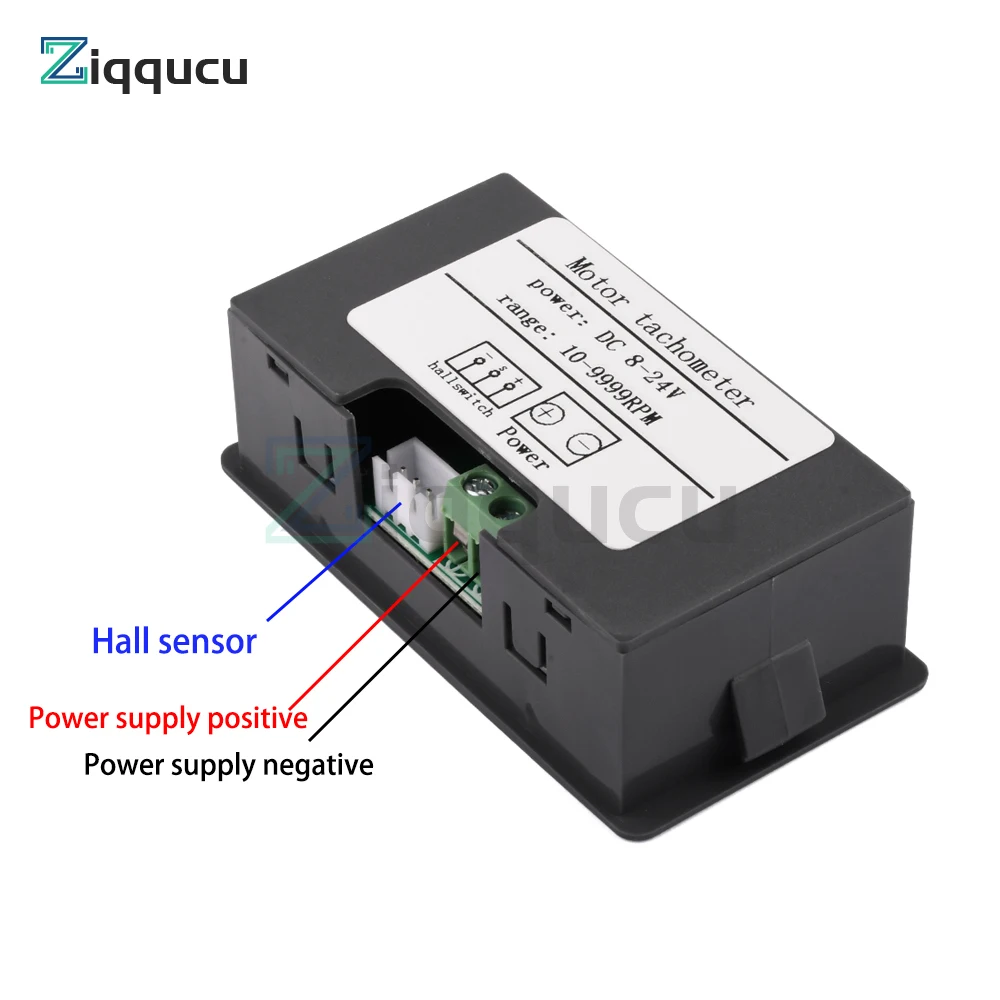 4 Digital Red LED Tachometer RPM Gauge Speed Meter with Hall Magnet Sensor NPN Switch for Lathe Conveyor Belt