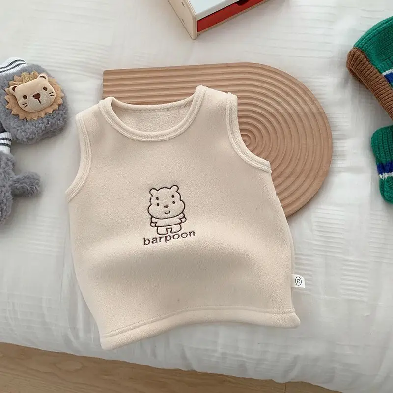 Chaleco de Cachemira para niños, top para bebés, chaleco de oso para niñas, chaleco lindo, jersey para niños, ropa para niños, otoño e invierno, 2024