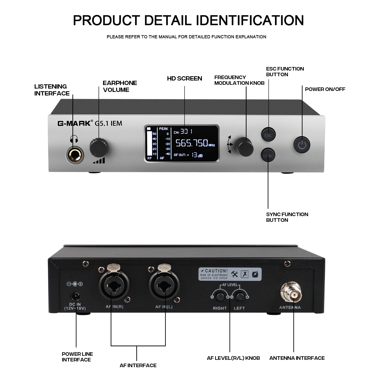 In Ear Monitor G-MARK G5.1IEM Single Channel UHF Wireless Stage Return With In Earphone Metal Body For Band Recording Studio