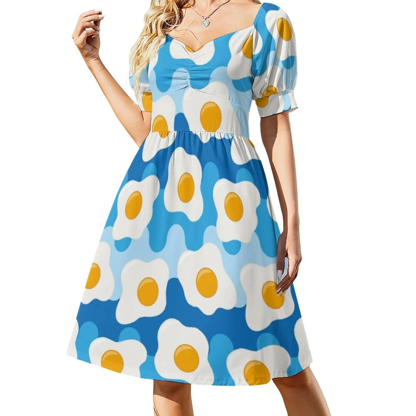 نمط البيض المقلي المرأة الهيب هوب الشارع الشهير اللباس الرسم طباعة حزب نادي ارتداء البيض المقلي البيض الصيف أكل الأزرق الغذاء #2