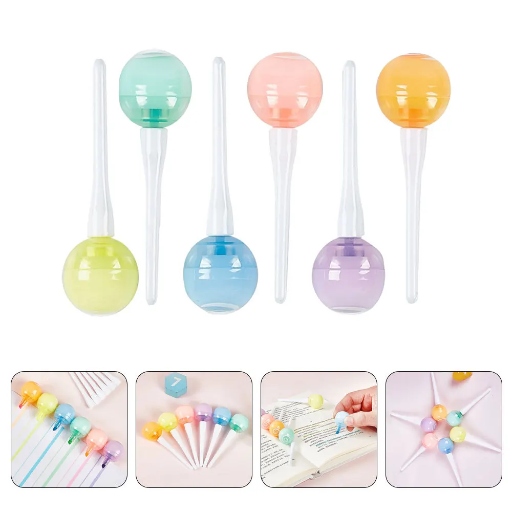 6Pcs Lollipop Highlighter Pens Colorful Mini Marking Pens Fluorescent Highlight Book Markers for School Office Note Marking