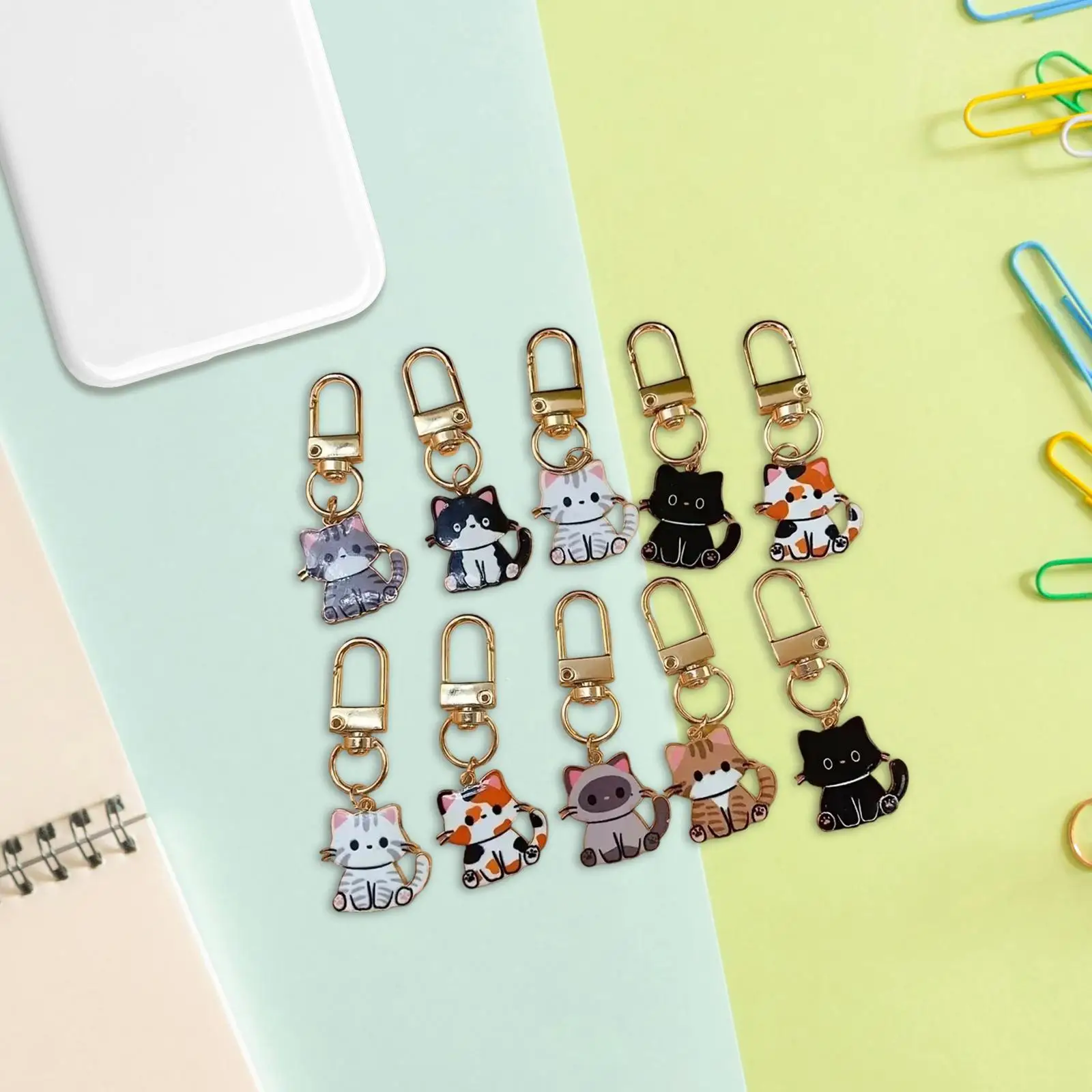Cat Keychain Party Favor Decorative Cute Cartoon Animal Key Pendant Key Chain Acrylic Keyring for Purse Handbag Bags Backpack