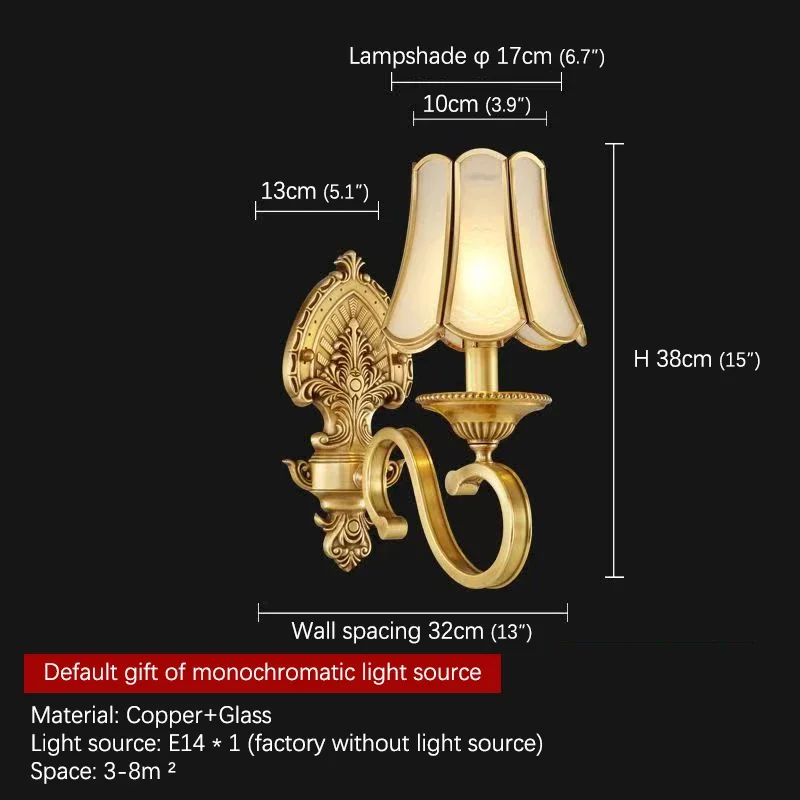 BERTH American Brass Wall Lamp Indoor Living Room Bedroom Bedside Lamp Retro villa Hotel Corridor Hallway Wall Lampl Lamp image 6
