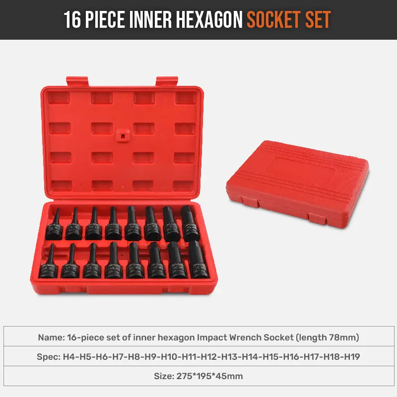 Imagem -06 - Hi-spec-extra Long Hexagon Socket Grupo Soquete de Extensão Chave Elétrica s2 Bit Chave de Fenda Adaptador Torque Wrench 16 Pcs