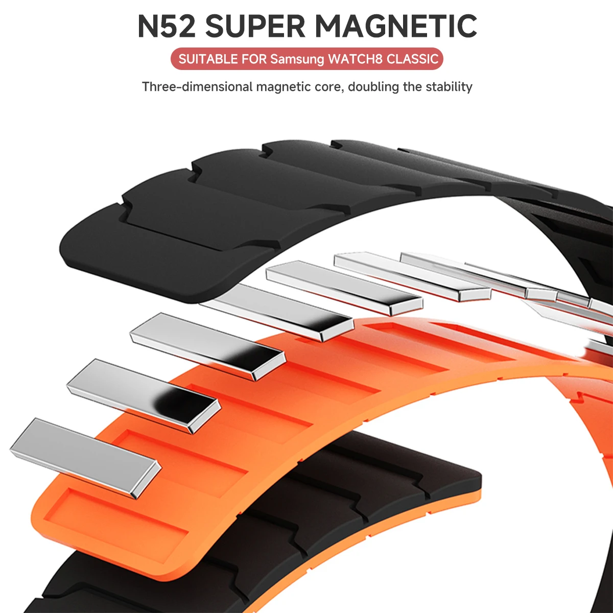 Magnetic Loop Strap for Samsung Galaxy Watch 8/8 Classic Sports Silicone Replacement Bracelet 46mm 40mm 44mm No Gaps WatchBand
