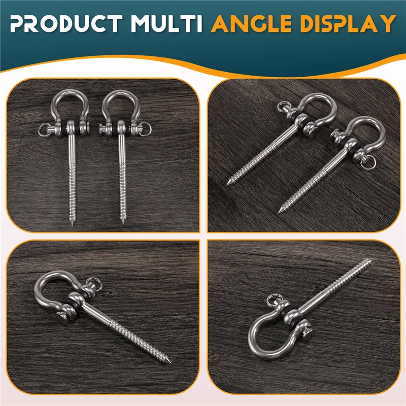 

ABHB-2 Pcs 304 Stainless Steel Screw Bracket Heavy Duty 180° Swing Hangers Yoga Hammock Chair Sandbag Hardware Swing Sets