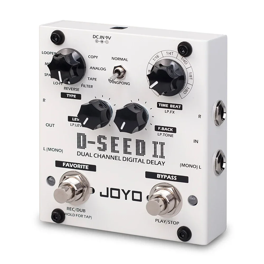 JOYO D-SEED II Delay Effect Guitar Pedal LOOPER Function Stereo Effects Dual Channel 8 Delay Modes Multi-effects Pedal