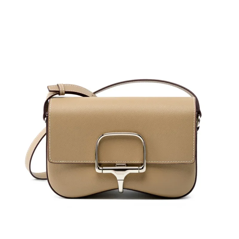 Bolsa de sela de couro genuíno padrão palma premium versátil bolsa de ombro tendência designer senhoras crossbody saco