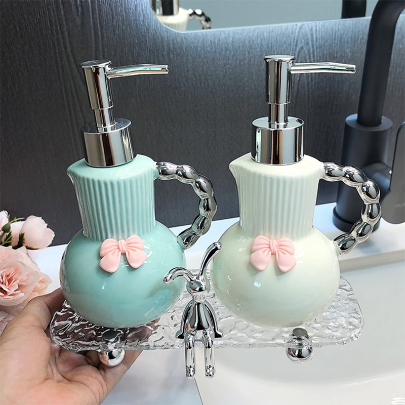 

350ML Bathroom luxury press lotion bottle Bathroom ceramic shampoo bath gel separate bottles soap dispenser shampoo dispenser