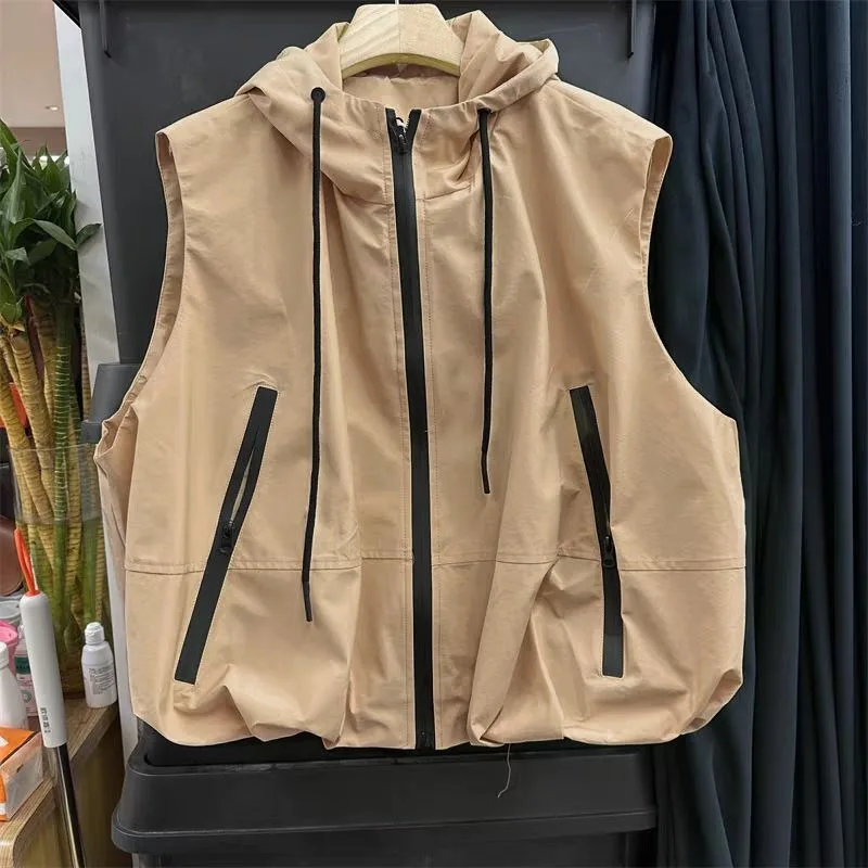 Women's Vests Spring Summer New Stacked Small Crops Hundreds Hooded Punching Jacket Workwear Horse Clip Vest Fashion Tide