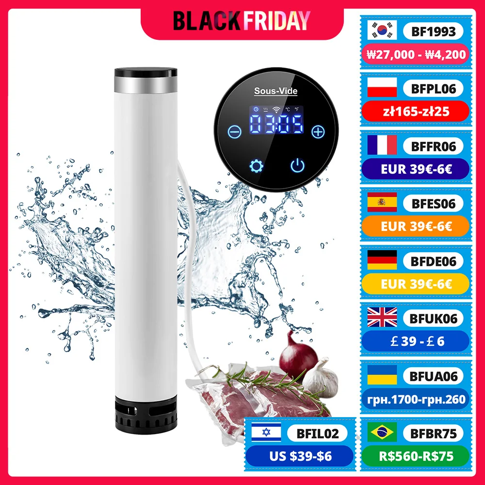 BioloMix 4th Generation Wifi Sous Vide Cooker  Food Cook IPX7 Waterproof Super Slim Thermal Immersion Circulator with APP Contro