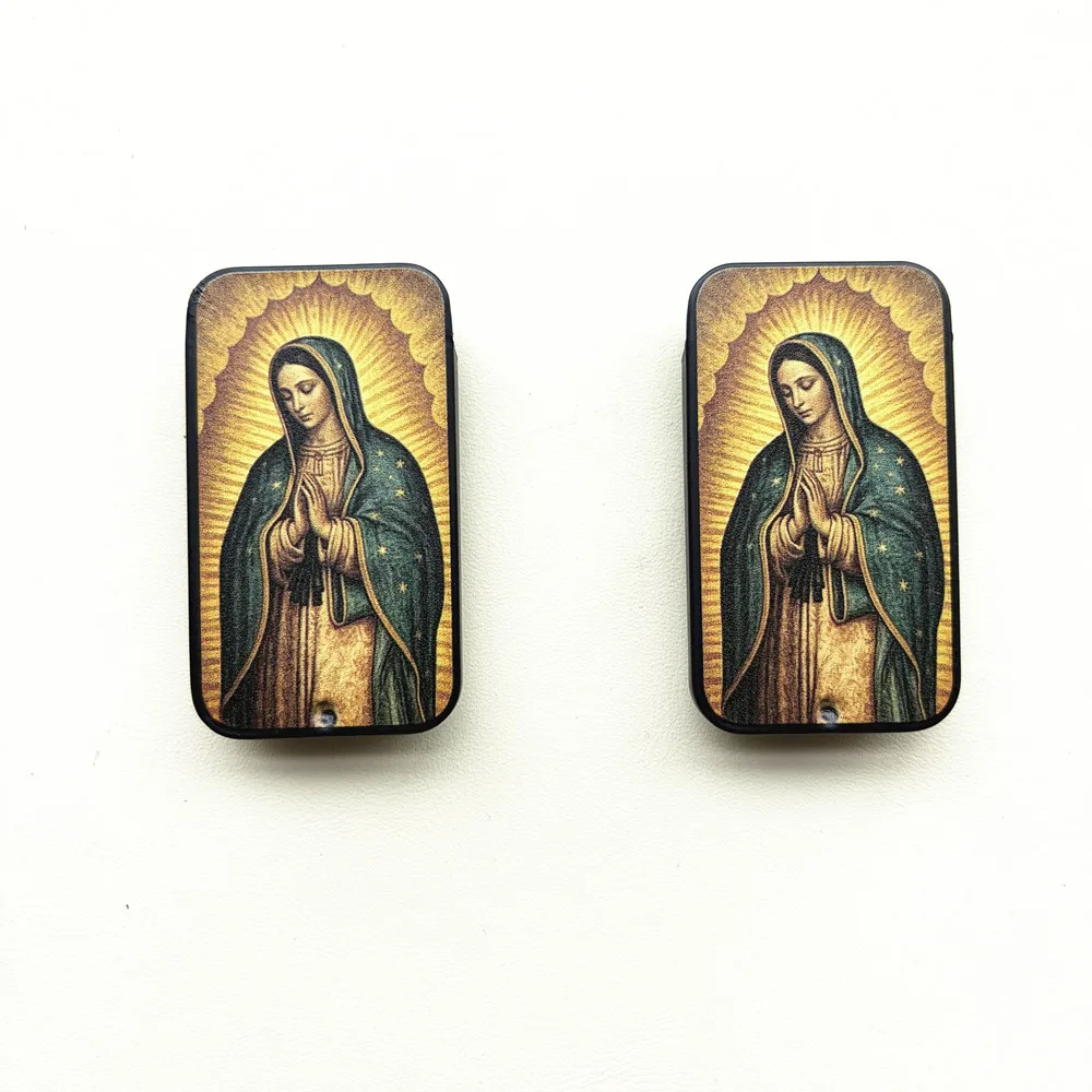 Virgin Mary Pattern Metal Matchbox Empty Sliding Storage Matchboxes Church Utensils
