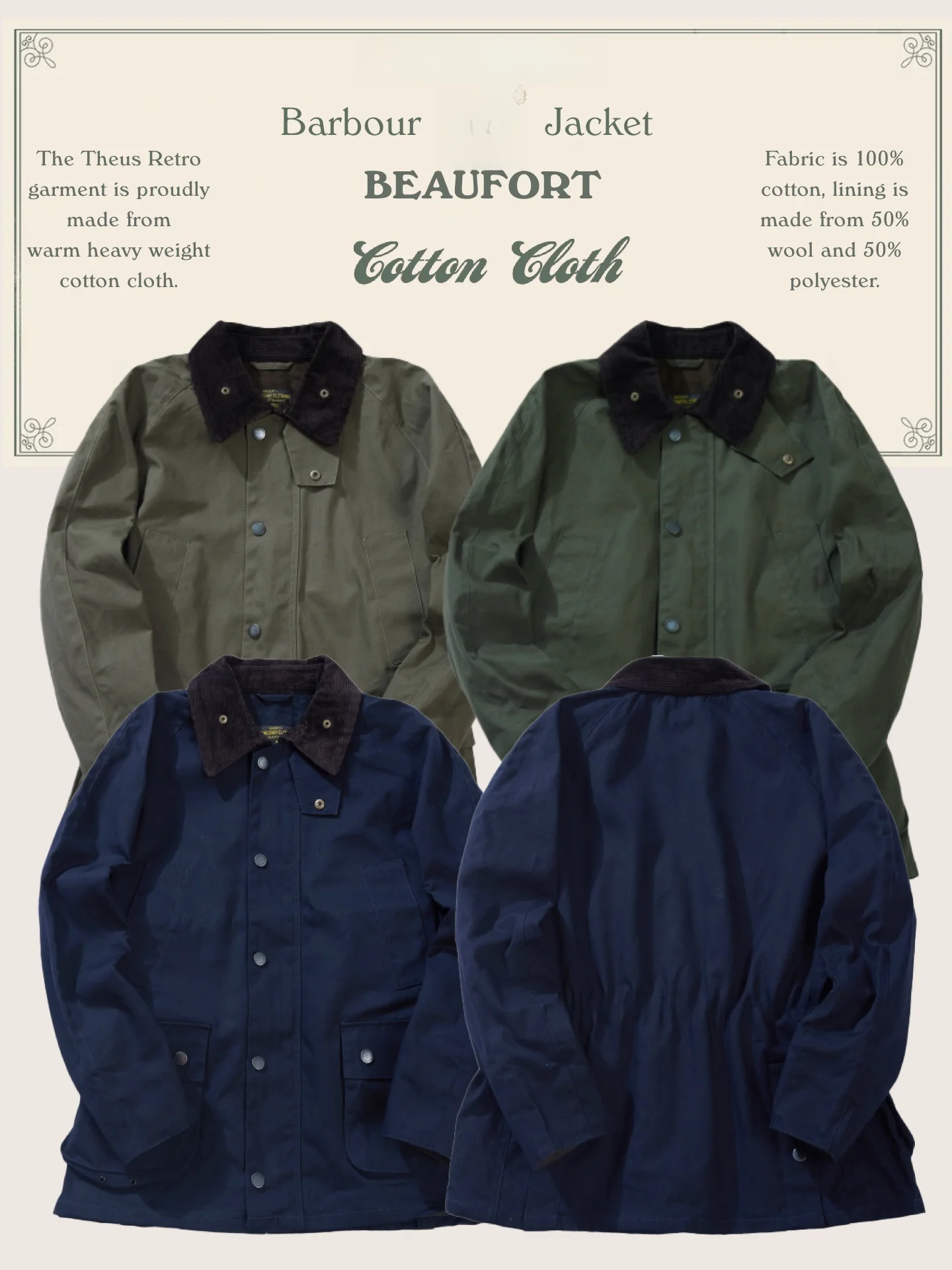 

Мужская ветровка средней длины Beaufort из шерстяной смеси с эффектом шелка, с утяжкой на талии, винтажный стиль