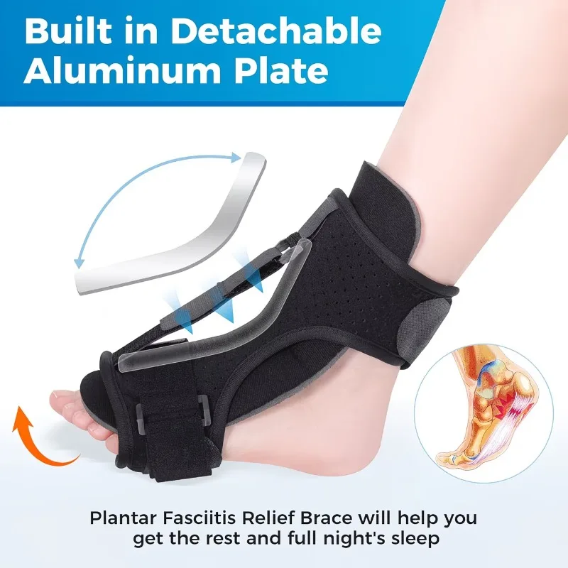 

Adjustable Plantar Fasciitis Night Splint & Achilles Tendonitis Relief Brace - Heavy-Duty Foot with Heel Lift, Ankle Stabilizer