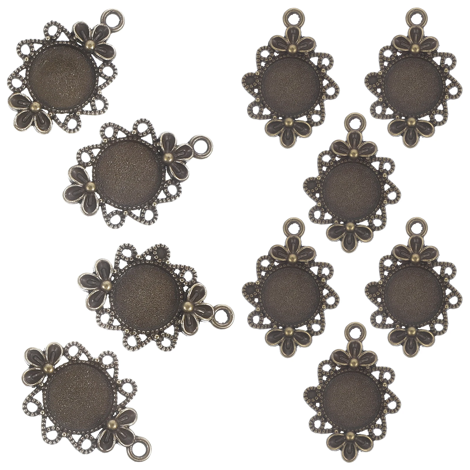 

10pcs Alloy Pendant Jewelry Tray Disk Base Pendants Circular Shape Bronze Bottom Brackets DIY Photo Necklace Accessories