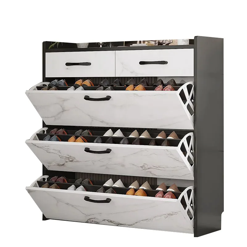 Home Furniture Use Flip-Down Shoe Cabinet Modern Wooden Ultra-Thin Space Saving Shoe Rack Cabinet