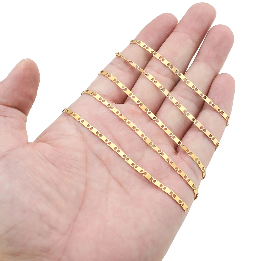 2 Meters Stainless Steel Flat Link Chains Gold Wholesale Bulk Chain for DIY Necklace Findings Bracelet Anklet Jewelry Making - Image 6