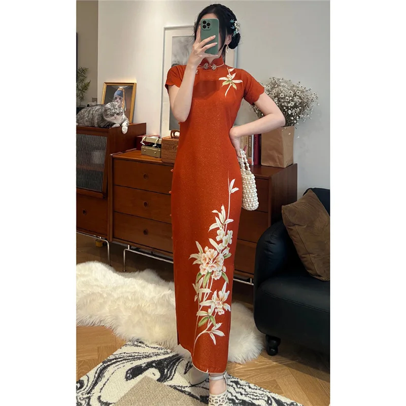 

Весенне-летние платья Xiaoxiangfeng, легкий роскошный Cheongsam с принтом в китайском стиле, развивающий темперамент морального характера