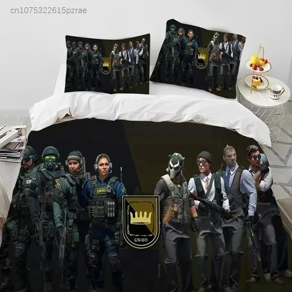 CS GO Game Gamer Counter Strike Bedding Set Printed Bed Set With Pillowcase Bed Duvet Cover Soft Queen King Size Bedclothes Home