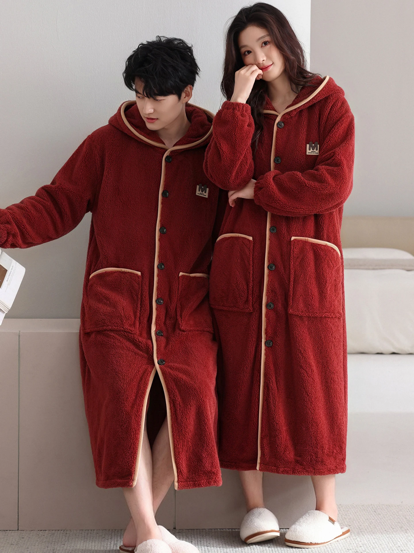 pigiama-in-pile-corallo-rosso-per-coppie-lungo-e-caldo-ideale-per-l'inverno-accappatoio-invernale-da-uomo-abbigliamento-di-lusso-per-la-casa-da-donna-antibatterico