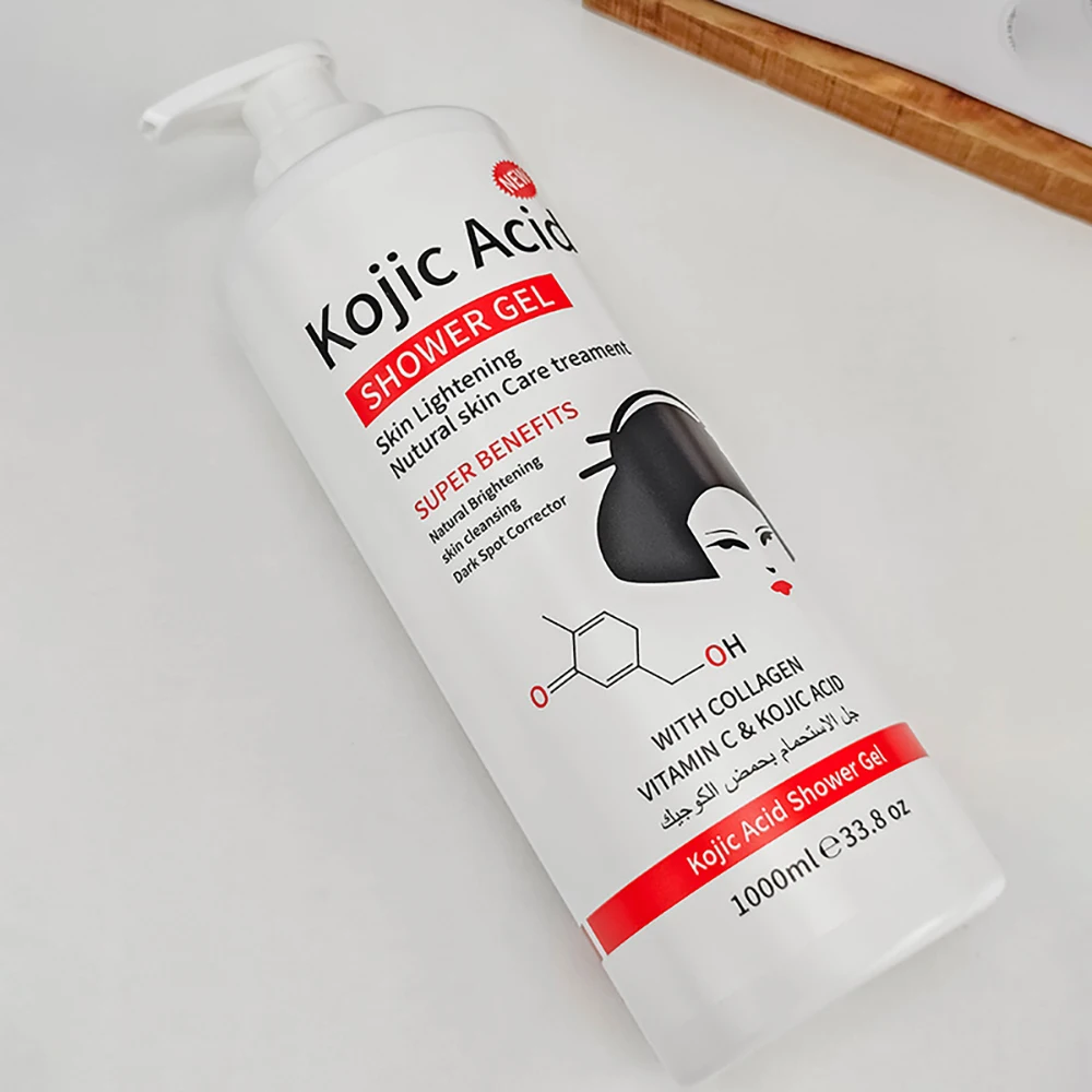 1000ml Kojic Acid Shower Gel Deep Cleansing Brighten Skin Body Wash Skin Whitening Exfoliator Body Care Moisturizing Skincare
