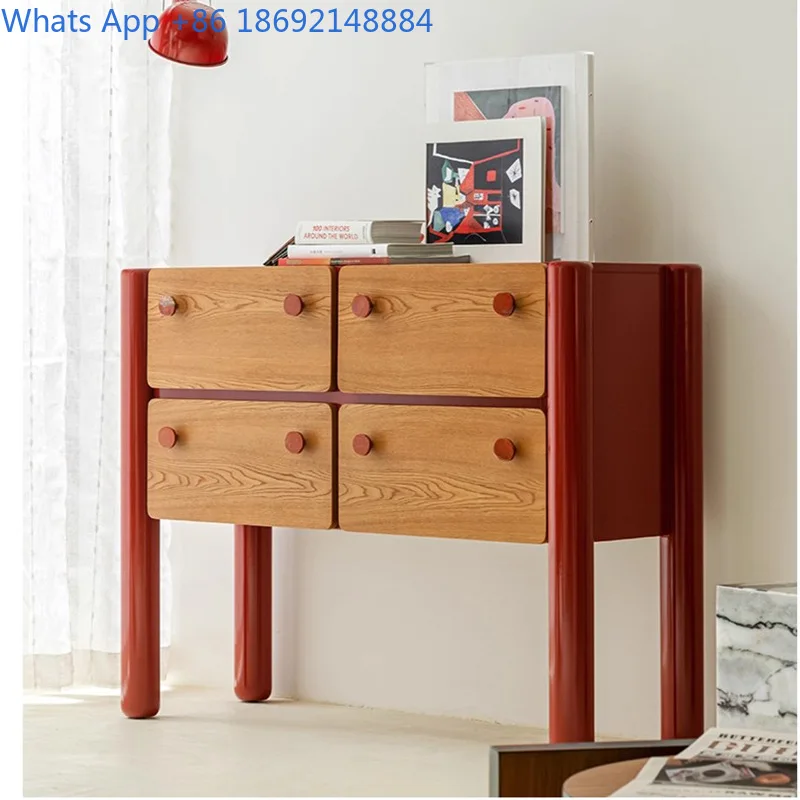 Dopamine Chest Hallway Entry Dining Side Storage Cabinet Two Tone Large Capacity Decorative Cabinet Living Room Bedroom Foot of