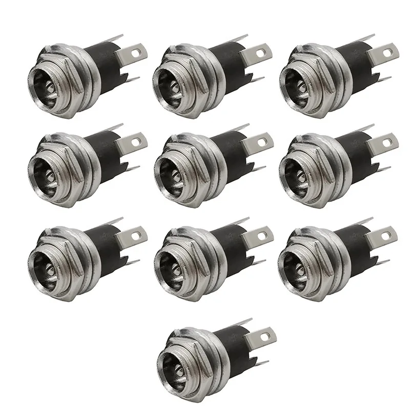 10PCS DC025M 5.5*2.1mm DC Socket With Nut 5.5x2.1 mm DC Power Jack Socket Female Panel Mount Connector DC-025M