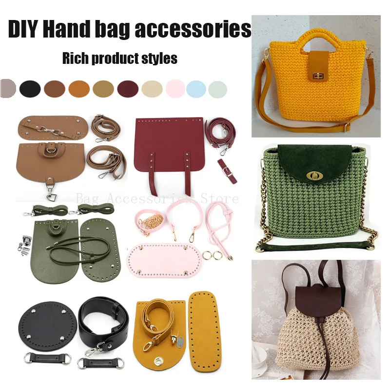 Conjunto de bolsa de couro artesanal para mulheres, bolsas de tecido, alça de ombro, pacote de hardware, acessórios para bolsas, DIY, mochila