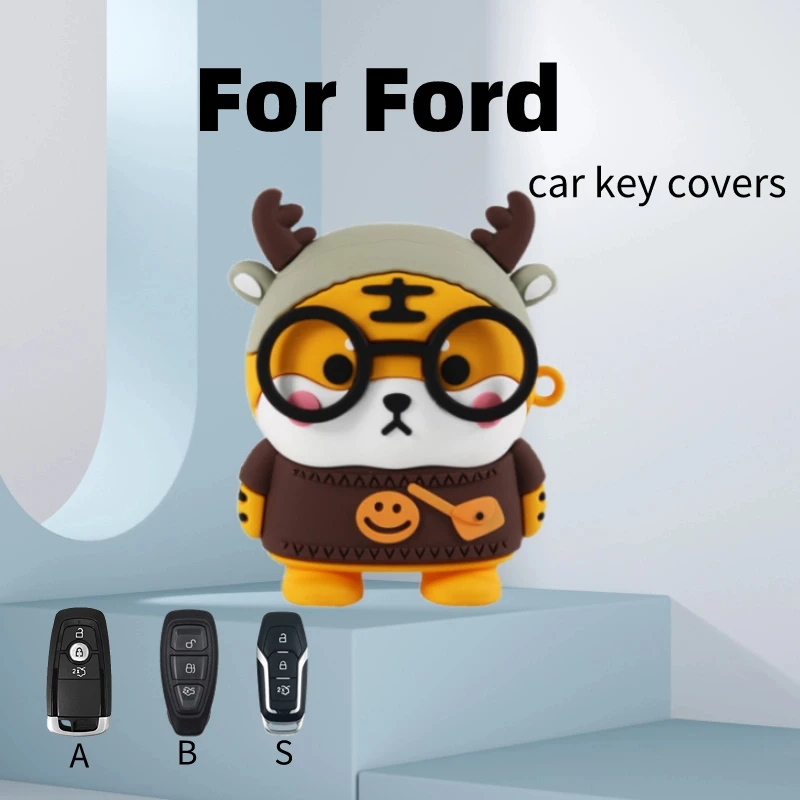 

Carbon car key covers For Ford Mondeo car key holder Fox Collar Sharp Horse Explorer Cartoon cute shell Accessories