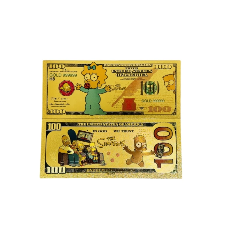 New 4 Designs America Popular Anime Gold Banknote for Fans Gifts and Collection