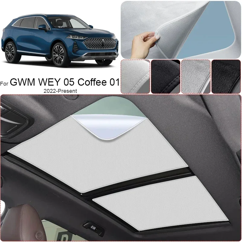 

For GWM WEY 05 COFFEE 01 2022-2026 Car Suede Fabric Anti-uv Electrostatic Adsorption Sunroof Sunshade Heat Insulation Skylight
