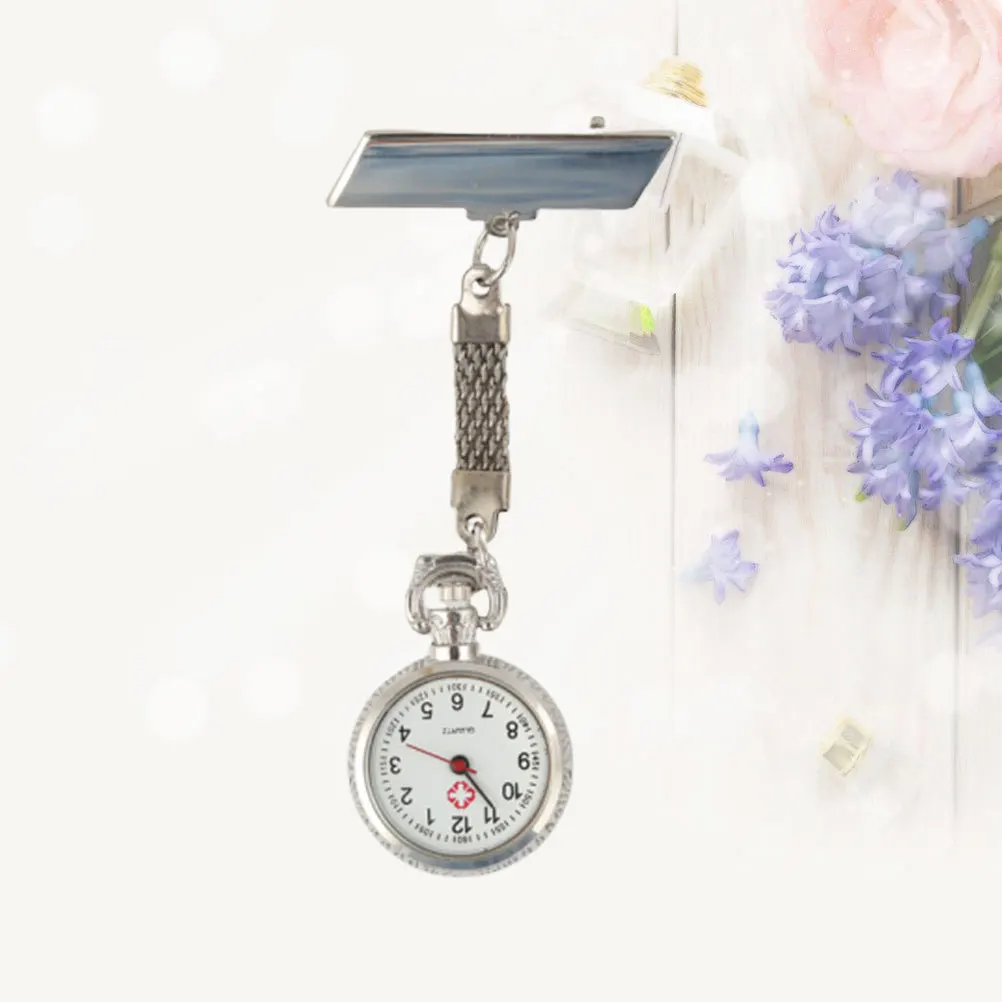 ساعة ممرضة ساعة جيب طبية كوارتز فضية معلقة ساعة لموظفي الطبيب هدية أداة تغيير التمريض المتينة #1