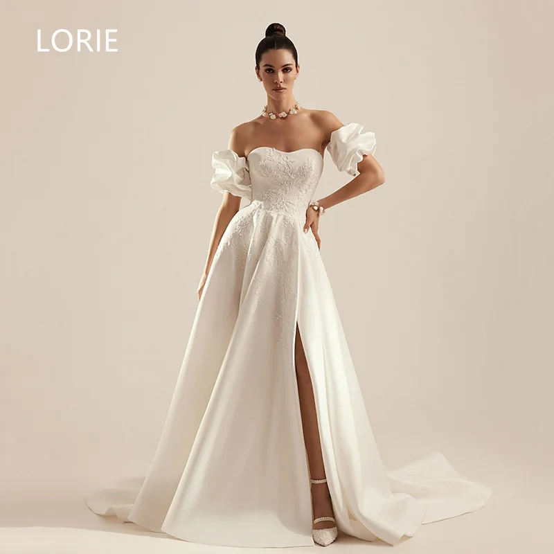 

LORIE Applique A-line Elegant Wedding Dress Off Shoulder Princess Side Split Bridal Gowns Backless Wedding Gown Customized 2025