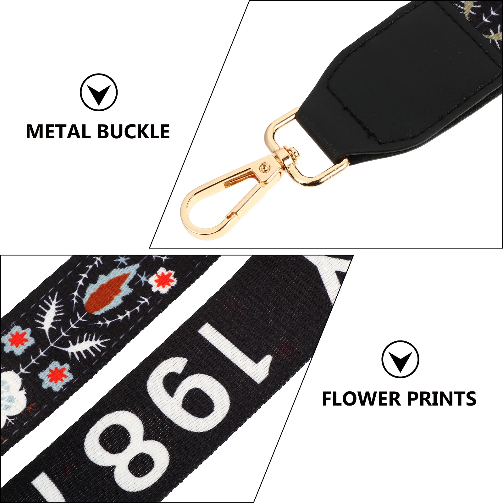

1Pcs Durable Adjustable Handbag Strap Flower Prints Crossbody Shoulder Strap Bag Accessory Replacement Bag Straps Replacement