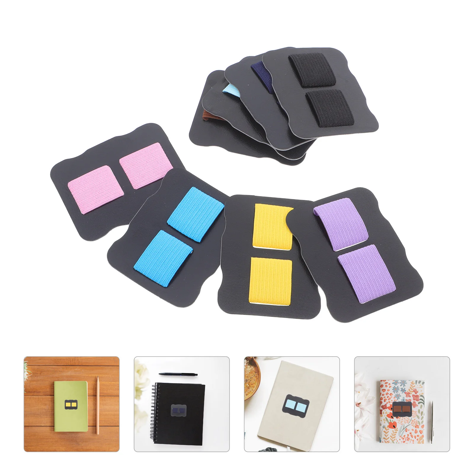 

8Pcs Business Accessories Pen Holder Clip Self Adhesive Elastic Band Notebook Planner Journal Pencil Holder Pen Clip