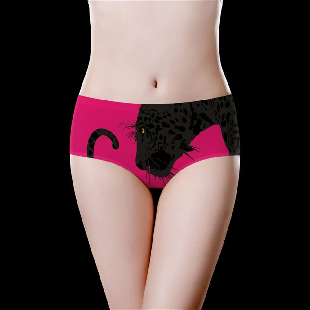 

1 шт., индивидуальное нижнее белье с принтом для женщин, бесшовное сексуальное нижнее белье из ледяного шелка с принтом, дышащее телесное ощущение