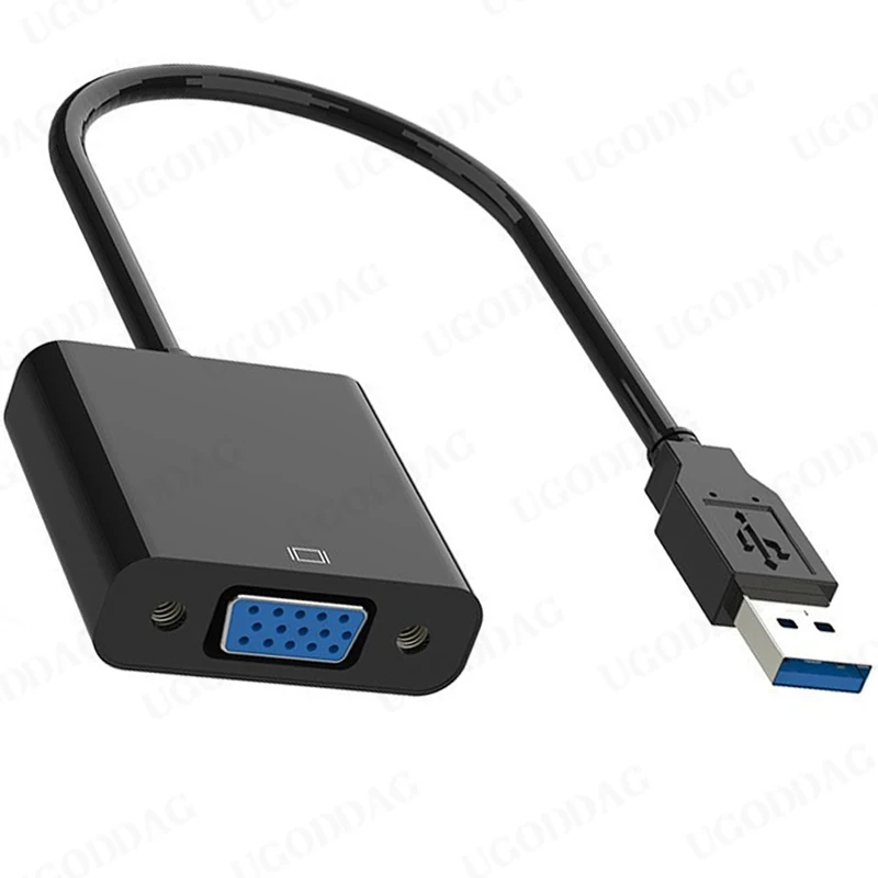 USB To VGA Adapter USB 2.0/3.0 To VGA External Video Card Multi Display Converter Cable for Desktop Laptop Monitor Projector